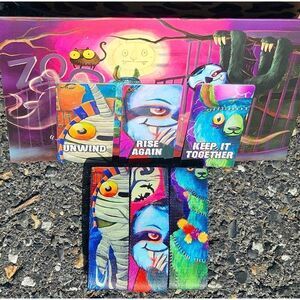 ZOX HALLOWEEN ZOO 2023 - llama mummy sloth MEDIUM pack ART envelope WRISTBANDS